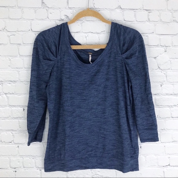 Free People Tops - Free people pleated puffy shoulder 3/4 sleeve top